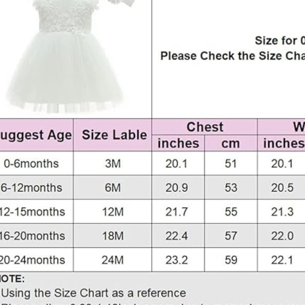Baby Girls Dress Christening Baptism Party Formal Dresses（3M~6M) - Picture 7 of 9